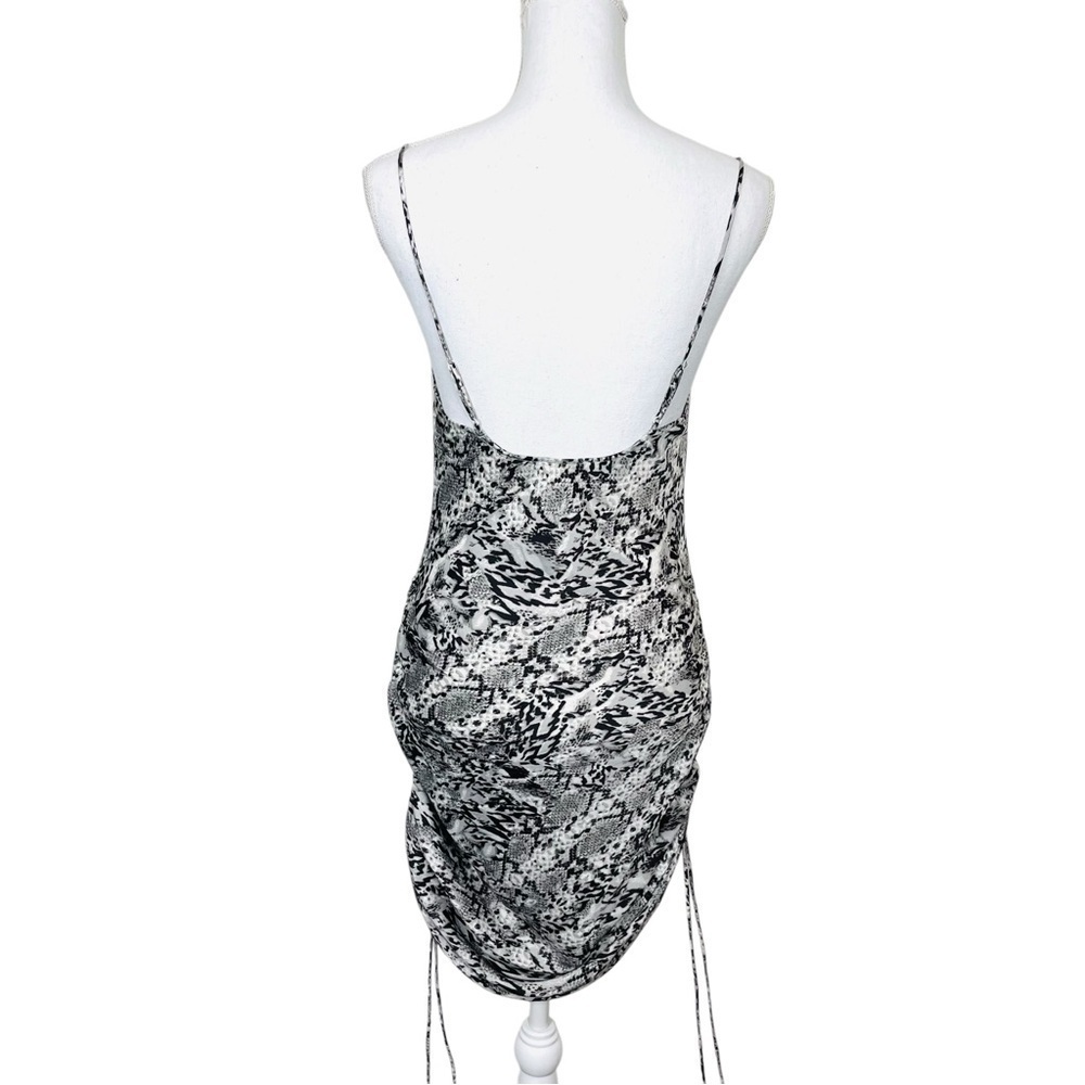 Free People Day to Night Slip Dress Ruched Snake Print Slinky Mini Size XSmall - Picture 9 of 14